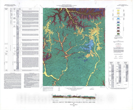 Map : Geologic map of the Hibernia quadrangle, central Kentucky, 1976 Cartography Wall Art :