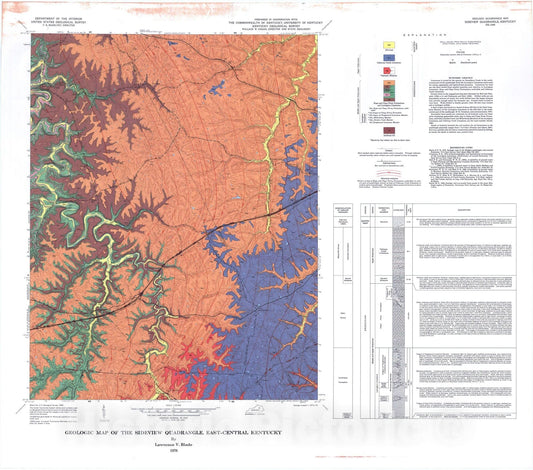 Map : Geologic map of the Sideview quadrangle, east-central Kentucky, 1976 Cartography Wall Art :