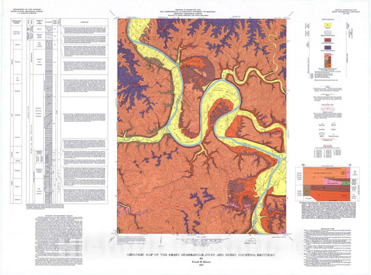 Map : Geologic map of the Gratz quadrangle, Owen and Henry Counties, Kentucky, 1977 Cartography Wall Art :