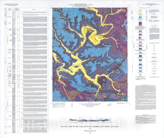 Map : Geologic map of the Falls Of Rough quadrangle, western Kentucky, 1977 Cartography Wall Art :