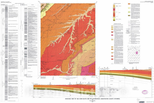 Map : Geologic map of the Sand Butte Rim NW quadrangle, Sweetwater County, Wyoming, 1977 Cartography Wall Art :
