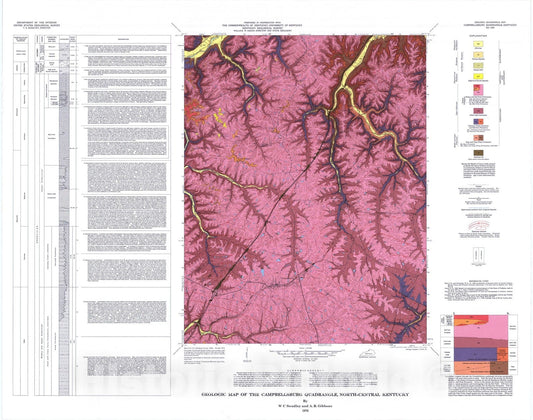Map : Geologic map of the Campbellsburg quadrangle, north-central Kentucky, 1976 Cartography Wall Art :
