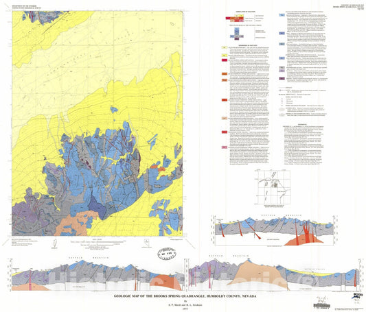 Map : Geologic map of the Brooks Spring quadrangle, Humboldt County, Nevada, 1977 Cartography Wall Art :