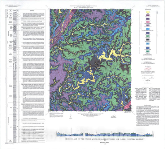 Map : Geologic map of the Custer quadrangle, Breckinridge and Hardin Counties, Kentucky, 1977 Cartography Wall Art :