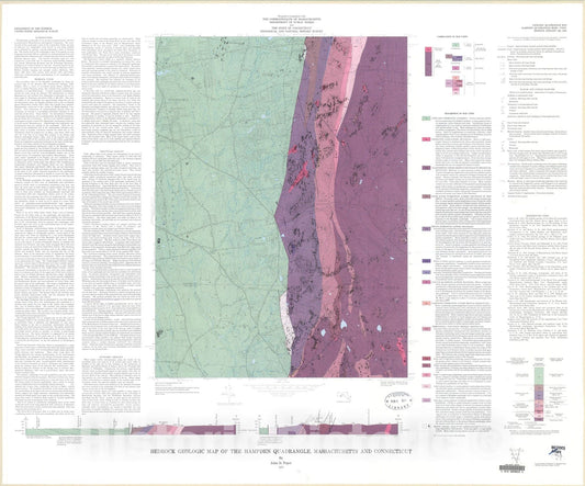 Map : Bedrock geologic map of the Hampden quadrangle, Massachusetts and Connecticut, 1977 Cartography Wall Art :