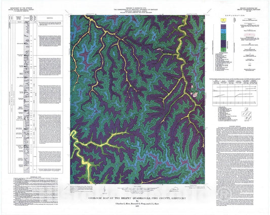 Map : Geologic map of the Belfry quadrangle, Pike County, Kentucky, 1977 Cartography Wall Art :