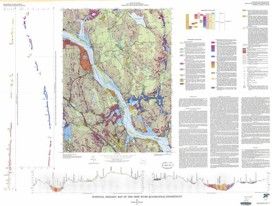 Map : Surficial geologic map of the Deep River quadrangle, Connecticut, 1977 Cartography Wall Art :
