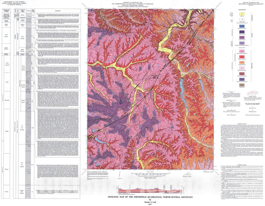 Map : Geologic map of the Smithfield quadrangle, north-central Kentucky, 1977 Cartography Wall Art :