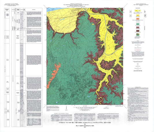 Map : Geologic map of the Fort Knox quadrangle, north-central Kentucky, 1977 Cartography Wall Art :