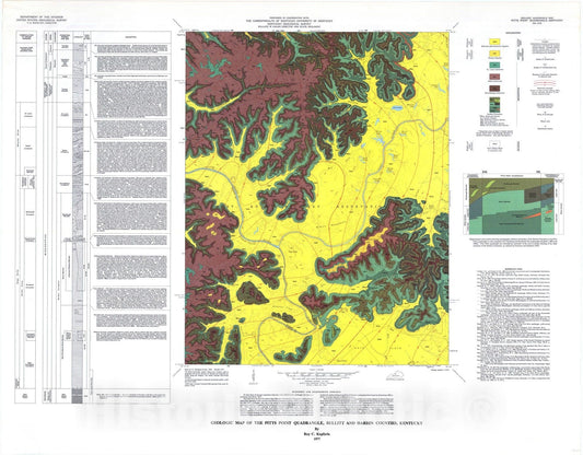 Map : Geologic map of the Pitts Point quadrangle, Bullitt and Hardin Counties, Kentucky, 1977 Cartography Wall Art :