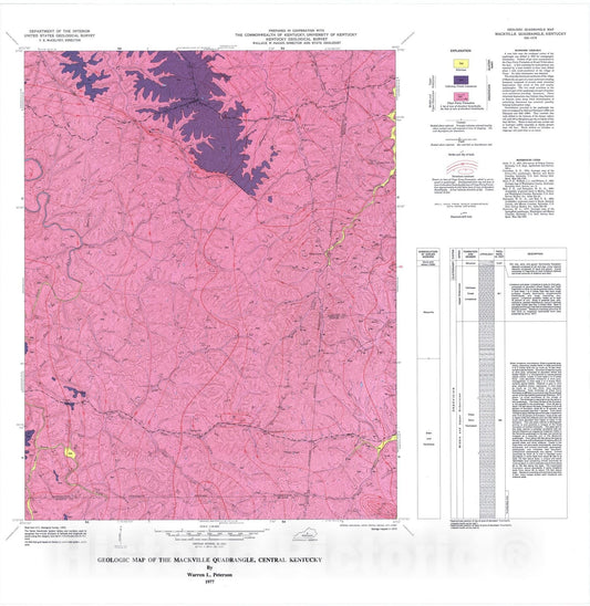 Map : Geologic map of the Mackville quadrangle, central Kentucky, 1977 Cartography Wall Art :