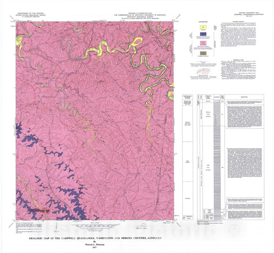 Map : Geologic map of the Cardwell quadrangle, Washington and Mercer Counties, Kentucky, 1977 Cartography Wall Art :