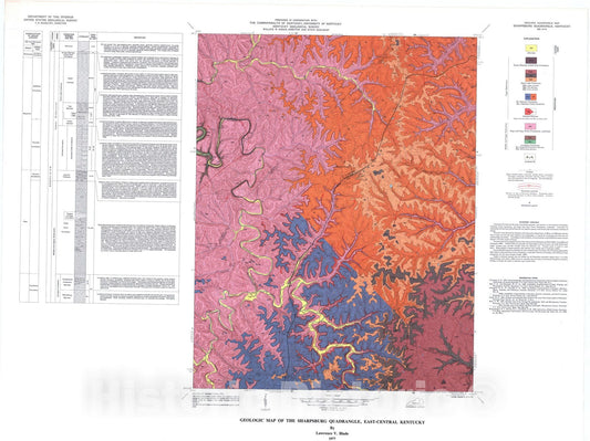 Map : Geologic map of the Sharpsburg quadrangle, east-central Kentucky, 1977 Cartography Wall Art :