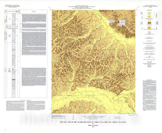 Map : Geologic map of the Milburn quadrangle, Carlisle and Hickman Counties, Kentucky, 1977 Cartography Wall Art :
