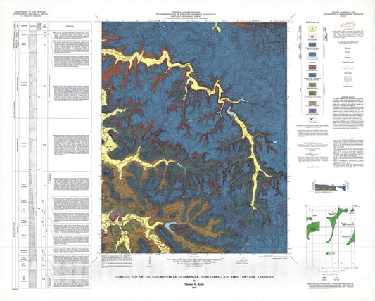 Map : Geologic map of the Kirkmansville quadrangle, Muhlenberg and Todd Counties, Kentucky, 1977 Cartography Wall Art :