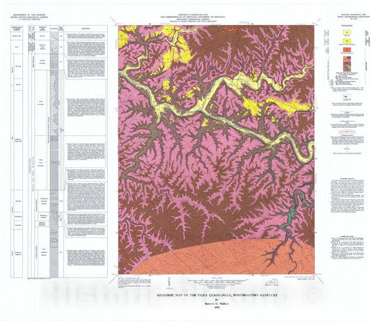 Map : Geologic map of the Piqua quadrangle, northeastern Kentucky, 1978 Cartography Wall Art :