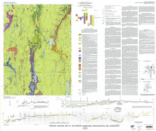 Map : Surficial geologic map of the Monson quadrangle, Massachusetts and Connecticut, 1977 Cartography Wall Art :