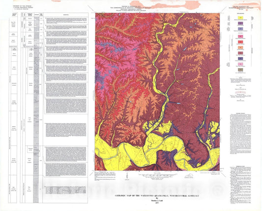 Map : Geologic map of the Waterford quadrangle, north-central Kentucky, 1977 Cartography Wall Art :