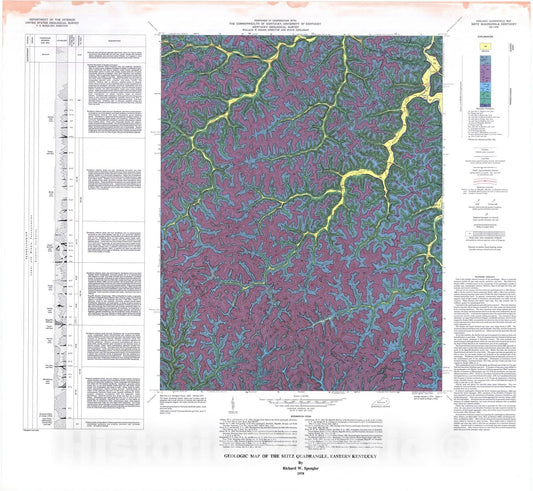 Map : Geologic map of the Seitz quadrangle, eastern Kentucky, 1978 Cartography Wall Art :