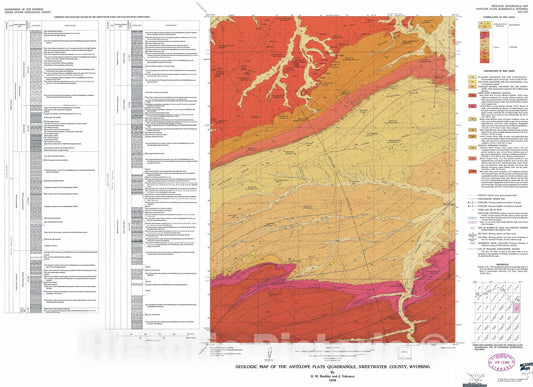 Map : Geologic map of the Antelope Flats quadrangle, Sweetwater County, Wyoming, 1978 Cartography Wall Art :