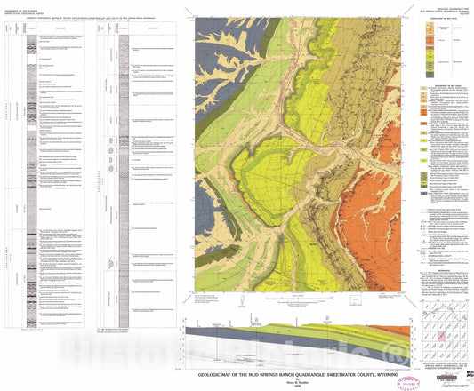 Map : Geologic map of the Mud Springs Ranch quadrangle, Sweetwater County, Wyoming, 1978 Cartography Wall Art :
