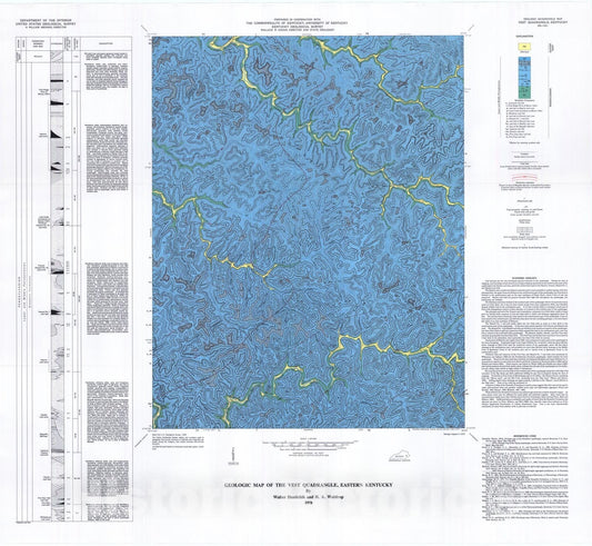 Map : Geologic map of the Vest quadrangle, eastern Kentucky, 1978 Cartography Wall Art :