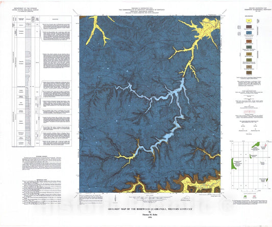 Map : Geologic map of the Rosewood quadrangle, western Kentucky, 1978 Cartography Wall Art :