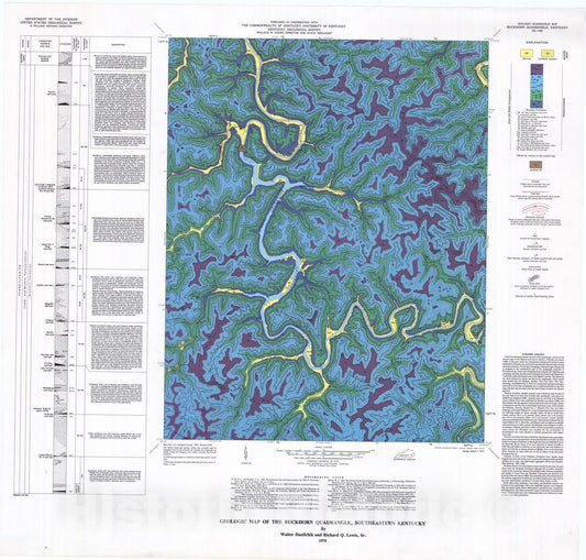 Map : Geologic map of the Buckhorn quadrangle, southeastern Kentucky, 1978 Cartography Wall Art :