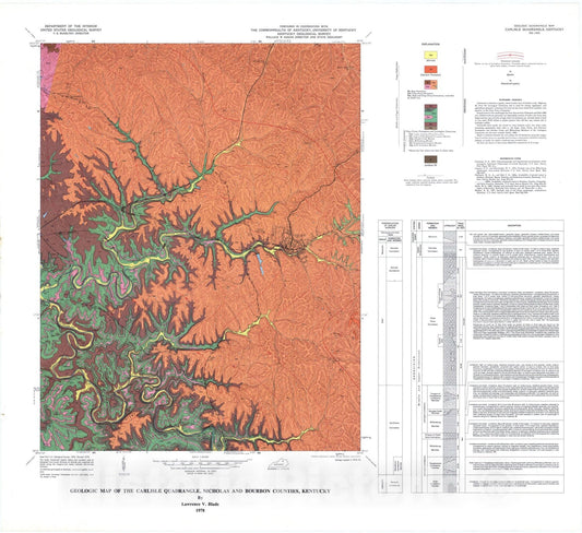 Map : Geologic map of the Carlisle quadrangle, Nicholas and Bourbon Counties, Kentucky, 1978 Cartography Wall Art :