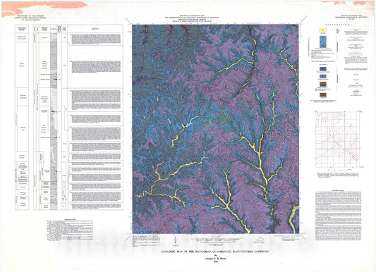 Map : Geologic map of the Zachariah quadrangle, east-central Kentucky, 1978 Cartography Wall Art :