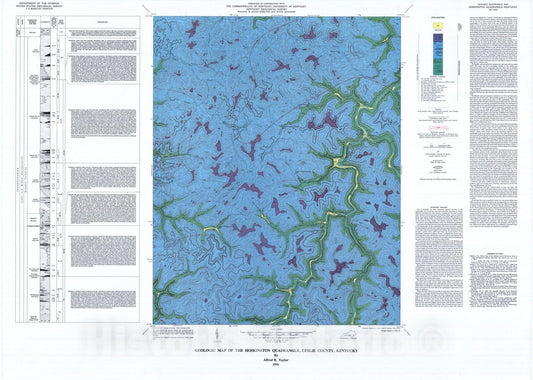 Map : Geologic map of the Hoskinston quadrangle, Leslie County, Kentucky, 1978 Cartography Wall Art :