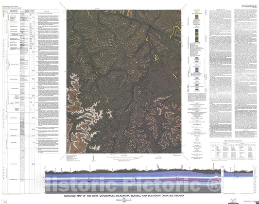 Map : Geologic map of the Duty quadrangle, Dickenson, Russell, and Buchanan Counties, Virginia, 1978 Cartography Wall Art :