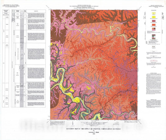Map : Geologic map of the Cowan quadrangle, northeastern Kentucky, 1978 Cartography Wall Art :