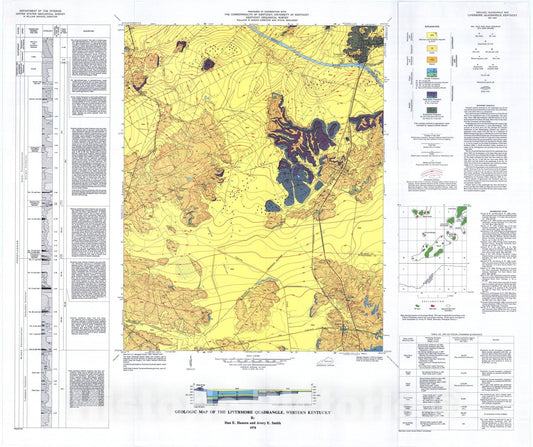 Map : Geologic map of the Livermore quadrangle, western Kentucky, 1978 Cartography Wall Art :