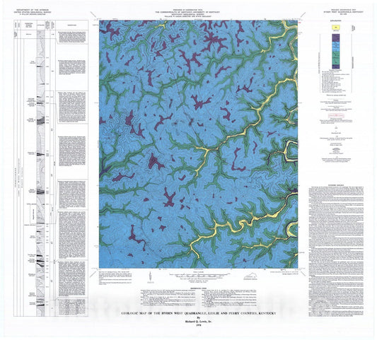 Map : Geologic map of the Hyden West quadrangle, Leslie and Perry Counties, Kentucky, 1978 Cartography Wall Art :