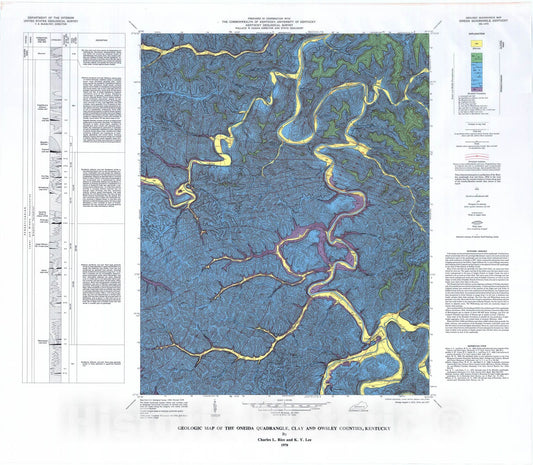 Map : Geologic map of the Oneida quadrangle, Clay and Owsley Counties, Kentucky, 1978 Cartography Wall Art :