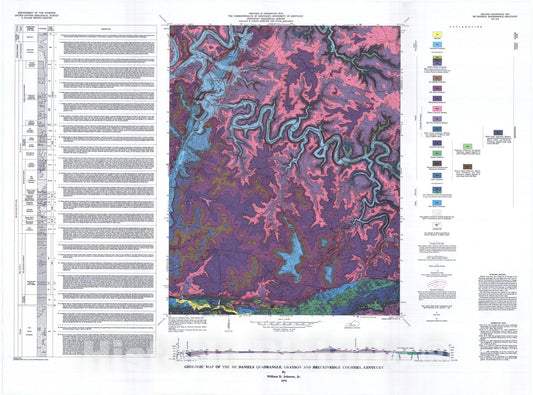 Map : Geologic map of the McDaniels quadrangle, Grayson and Breckinridge Counties, Kentucky, 1978 Cartography Wall Art :