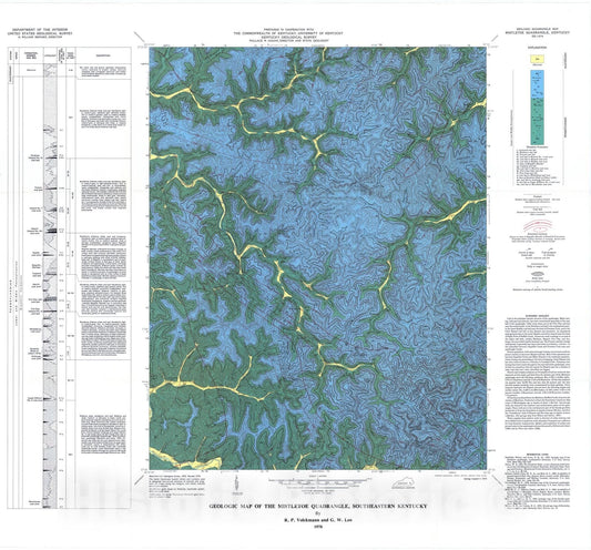 Map : Geologic map of the Mistletoe quadrangle, southeastern Kentucky, 1978 Cartography Wall Art :