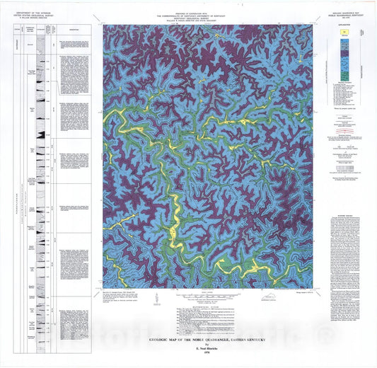 Map : Geologic map of the Noble quadrangle, eastern Kentucky, 1978 Cartography Wall Art :