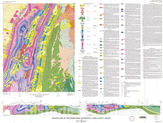 Map : Geologic map of the Weiser Ridge quadrangle, Clark County, Nevada, 1992 Cartography Wall Art :