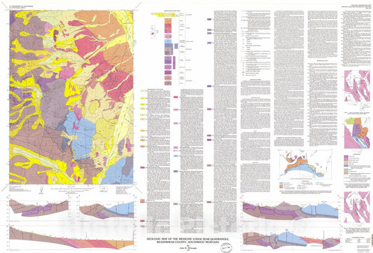 Map : Geologic map of the Medicine Lodge Peak quadrangle, Beaverhead County, southwest Montana, 1993 Cartography Wall Art :