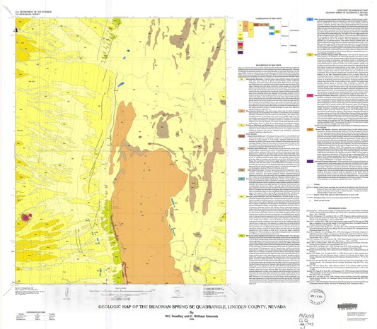 Map : Geologic map of the Deadman Spring SE quadrangle, Lincoln County, Nevada, 1994 Cartography Wall Art :