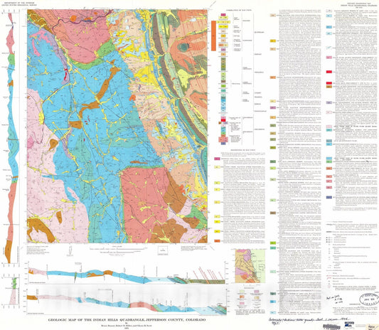 Map : Geologic map of the Indian Hills quadrangle, Jefferson County, Colorado, 1973 Cartography Wall Art :