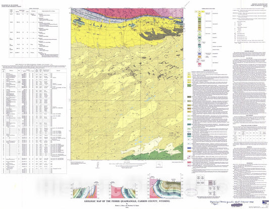 Map : Geologic map of the Ferris quadrangle, Carbon County, Wyoming, 1974 Cartography Wall Art :