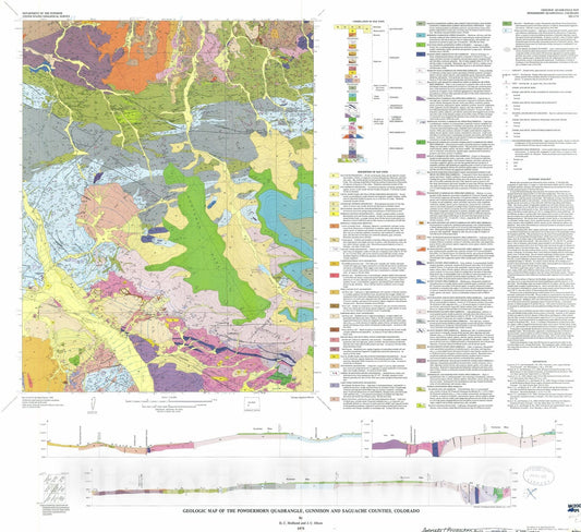 Map : Geologic map of the Powderhorn quadrangle, Gunnison and Saguache Counties, Colorado, 1975 Cartography Wall Art :