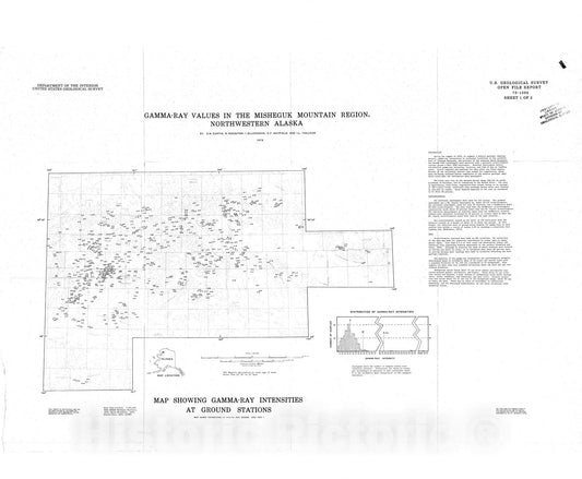 Map : Gamma-ray values in the Misheguk Mountain region, northwestern Alaska, 1979 Cartography Wall Art :