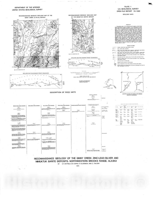 Map : Reconnaissance geology of the Ginny Creek zinc-lead-silver and Nimiuktuk barite deposits, northwestern Brooks Range, Alaska [Ginny Creek deposit], 1979 Cartography Wall Art :