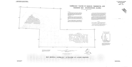 Map : Gamma-ray values in Barrow, Teshekpuk, and Harrison Bay quadrangles, Alaska, 1979 Cartography Wall Art :