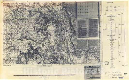 Map : Preliminary geologic map of the southeast quarter of the Price one degree x two degree quadrangle, Carbon, Emery, and Grand Counties, central Utah, one979 Cartography Wall Art :
