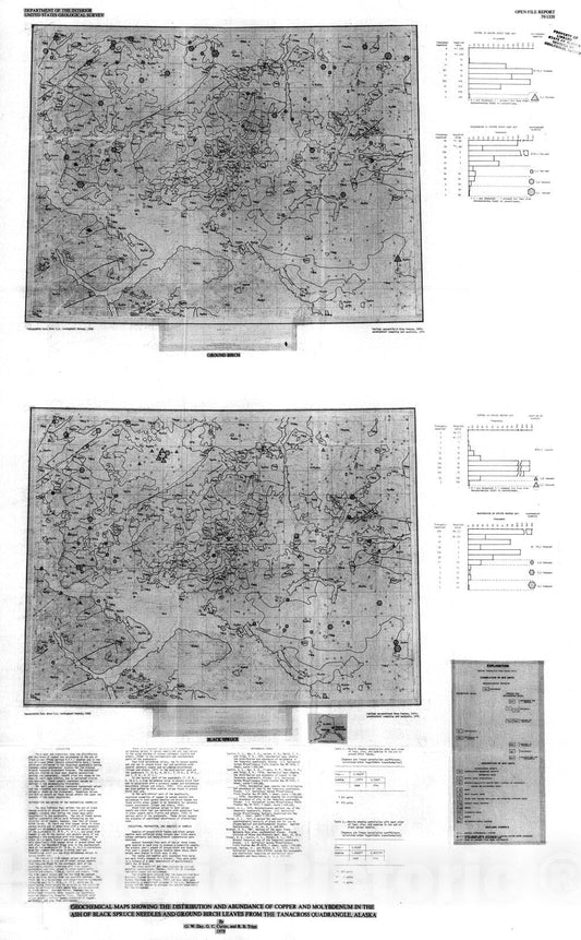 Map : Geochemical maps showing the distribution and abundance of copper and molybdenum, 1979 Cartography Wall Art :